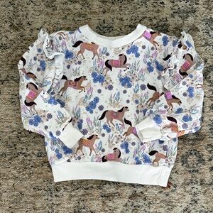 Little Sleepies Horse Ruffle Sweatshirt- Sizd 2T